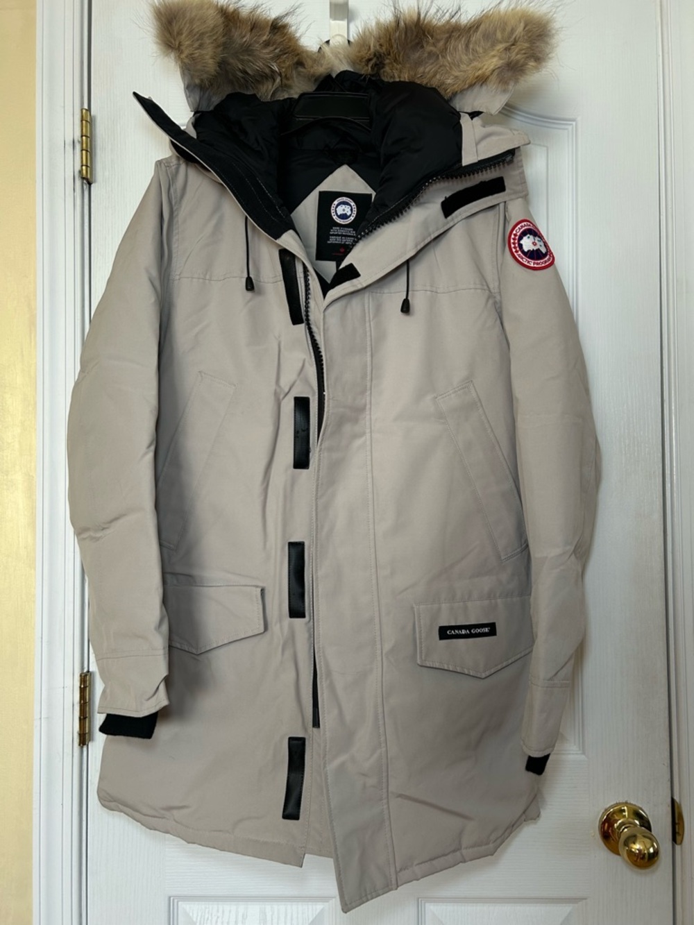 Canada Goose Men's Light Gray Parka with Fur-Trim Hood